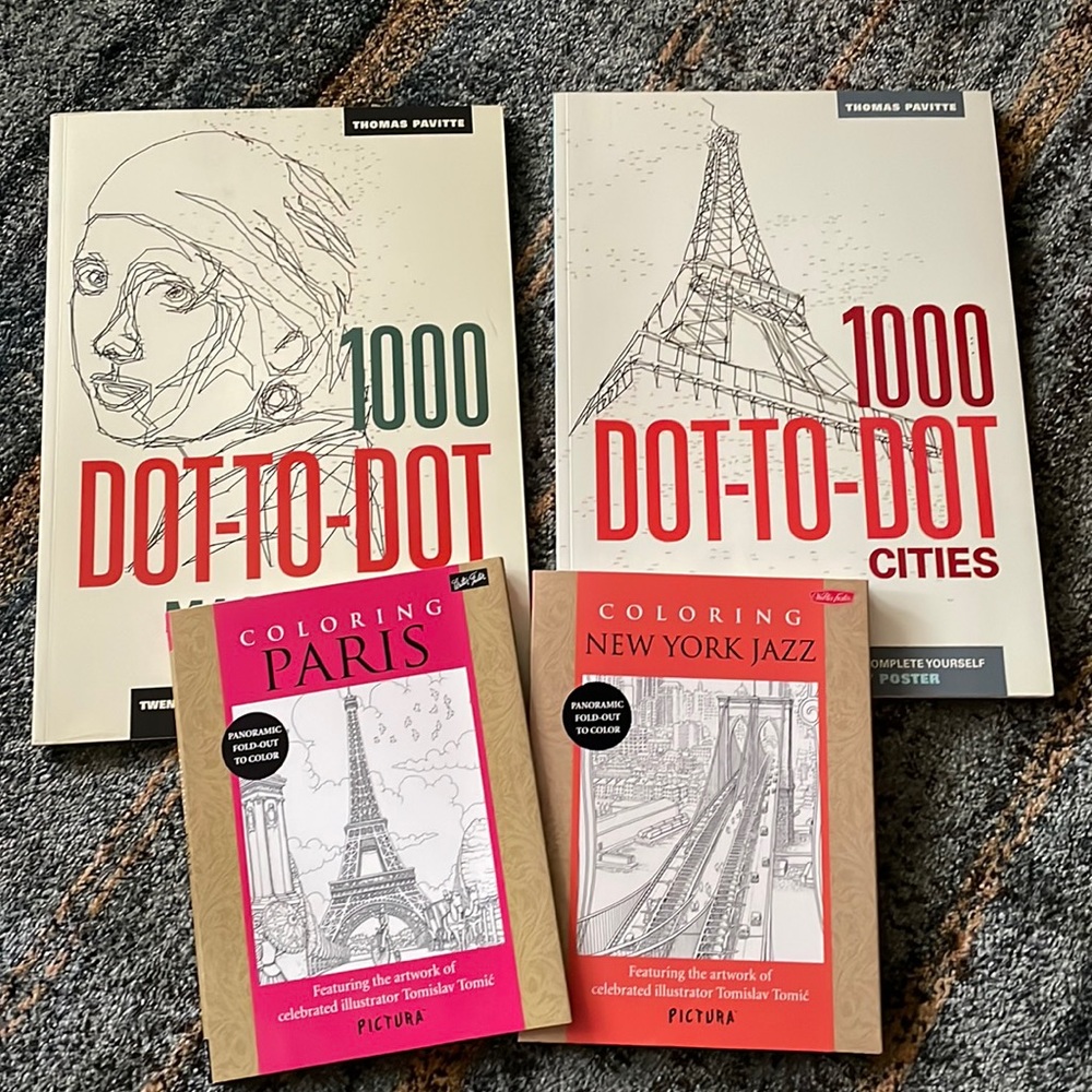 4 Coloring/Dot to Dot books for Adult Artists!